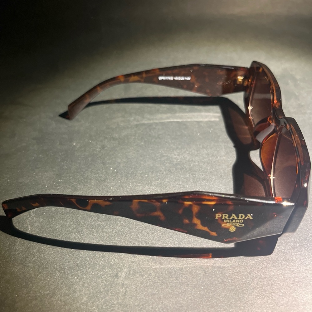 Prada Honey Tortoise Dark Brown Rectangular Sungl… - image 4
